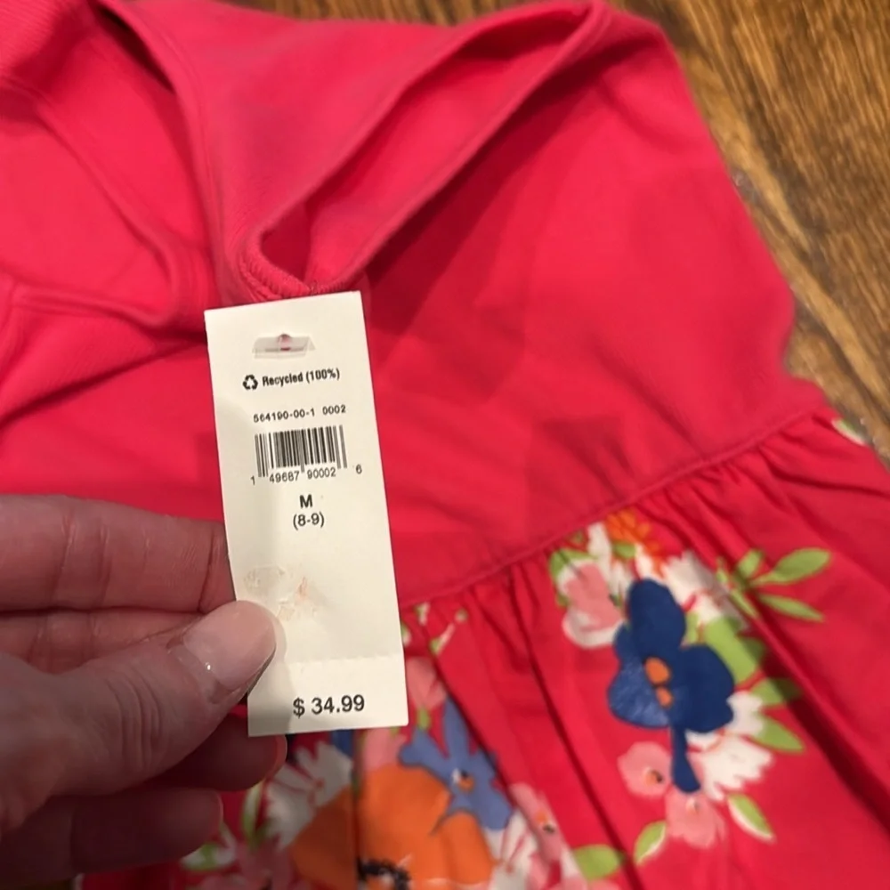 Gap kids girls pink floral tank dress size medium (8-9) NWT